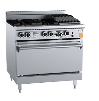B+S K+ KOV-SB4-CBR3 Gas Four Open Burners & 300mm Char Broiler with Oven