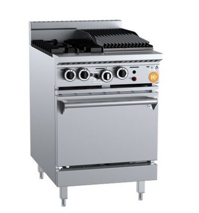K+ KOV-SB2-CBR3 Gas Two Open Burners & 300mm Char Broiler with Oven