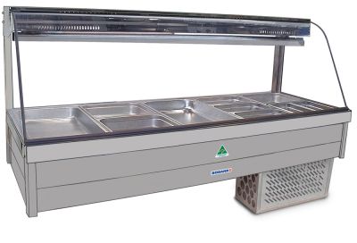 CRX26RD Refrigerated Cold Plate & Cross Fin Coil Foodbar, Double Row, With Rear Roller Doors And Pans