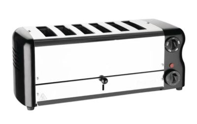 Rowlett Esprit 6 Slot Toaster Jet Black with Elements & Sandwich Cage