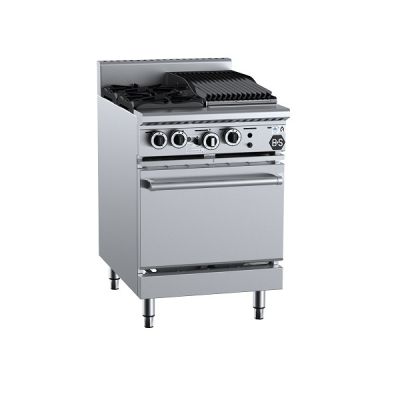 B+S Black OV-SB2-CBR3 - Gas Two Open Burners & 300mm Char Broiler with Oven