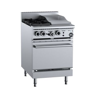 B+S Black OV-SB2-GRP3 - Gas Two Open Burners & 300mm Grill Plate with Oven