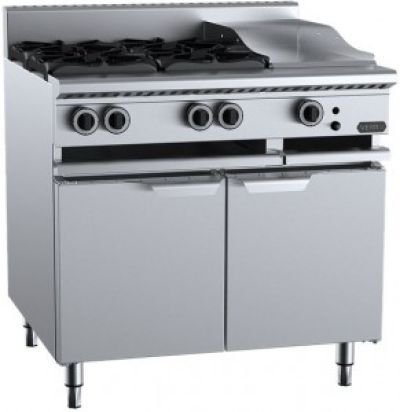 Verro Combination Tops Four Open Burners & 300mm Grill Plate Bench Mounted VBT-SB4-GRP3BM