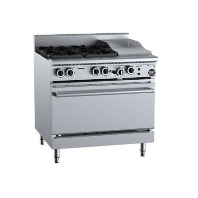 B+S Black OV-SB4-GRP3 - Gas Four Open Burners & 300mm Grill Plate with Oven