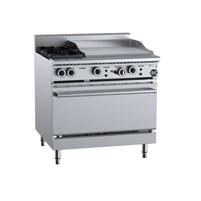 B+S Black OV-SB2-GRP6 Gas Two Open Burners & 600mm Grill Plate with Oven