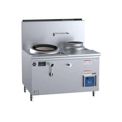 SALE B+S Black CCF-HP1+1R Gas Single Hole Hi Pac Wok with Right Rear Pot & Side Prep Table