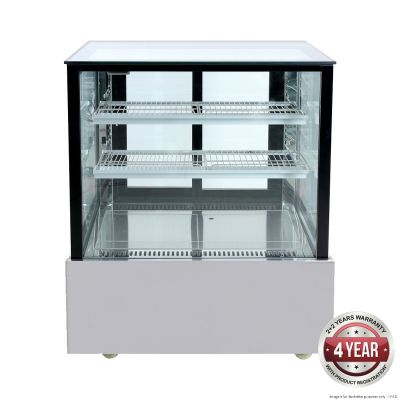 F.E.D. Bonvue SSU90-2XB Black Trim Square Glass Cake Display 2 Shelves 900x700x1100