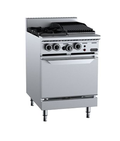 B+S Verro VOV-SB2-CBR3 - Gas Two Open Burners & 300mm Char Broiler with Oven