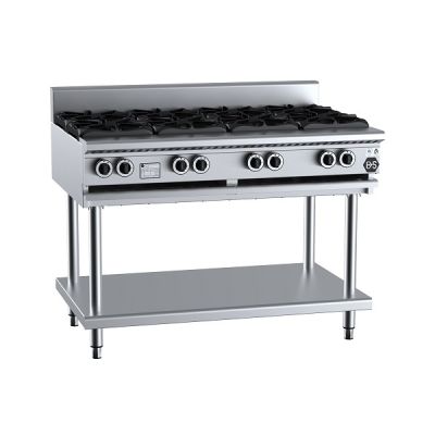 B+S Black BT-SB8 Gas Eight Burner Boiling Top on Leg Stand