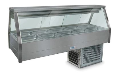 Roband ERX25RD Straight Glass Refrigerated Display Bar, 10 pans