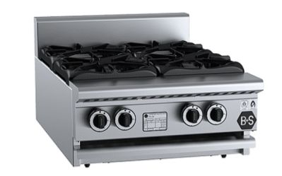 B+S Black BT-SB4BM Gas Four Burner Boiling Top - Bench Mounted