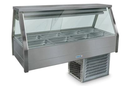 Roband ERX24RD Straight Glass Refrigerated Display Bar, 8 pans
