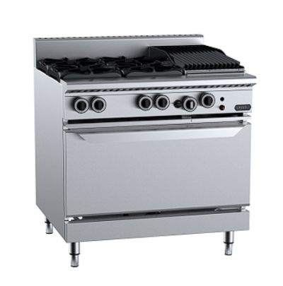 B+S Verro VOV-SB4-CBR3 - Gas Four Open Burners & 300mm Char Broiler with Oven