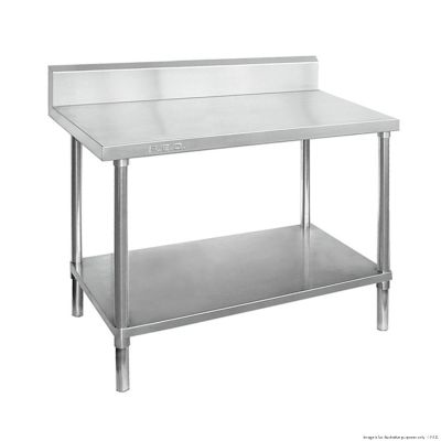 F.E.D. Modular Systems 2100-6-WBB Economic 304 Grade Stainless Steel Table With Splashback 2100x600x900 - 6 legs