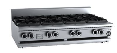 B+S Black BT-SB8BM Gas Eight Burner Boiling Top - Bench Mounted