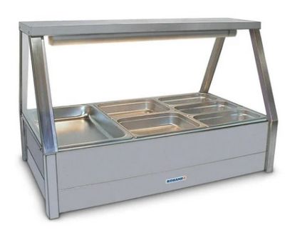 Roband E23RD Straight Glass Hot Food Display Bar, 6 pans double row with roller doors