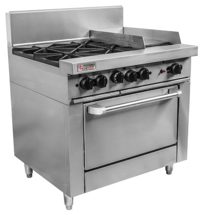 Trueheat RCR9-4-3G Gas 4 Open Top Burners 300 Griddle Gas Oven