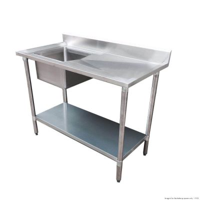 F.E.D. Modular Systems Economic 304 Grade SS Right Single Sink Bench 1200x600x900 With 400x400x250 Sink 1200-6-SSBR