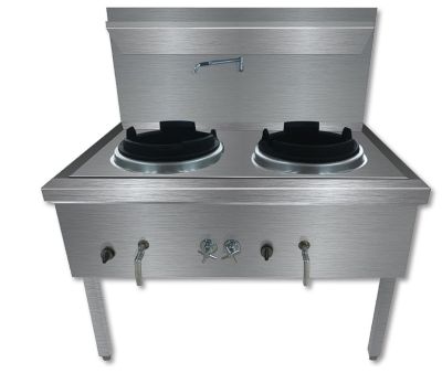 WW-2NC Stainless Steel Waterless Nature Gas Double Wok Chimney Burner