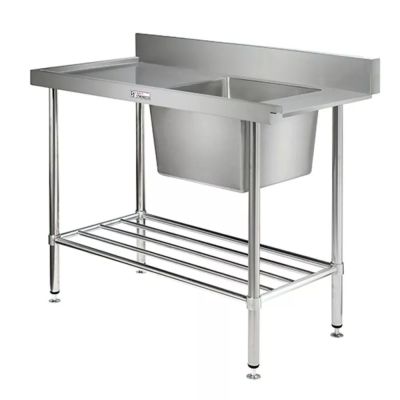 Simply Stainless SS08.1200L Left Hand Single Sink Dishwasher Inlet Bench (600 Series) - 1200mm