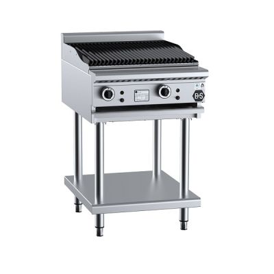 B+S Black CBR-6 Gas Char Broiler 600mm on Leg Stand