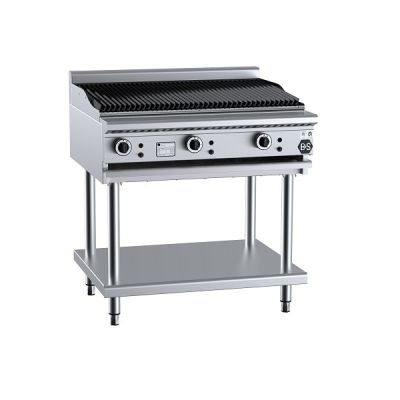 B+S Black CBR-9 Gas Char Broiler 900mm on Leg Stand