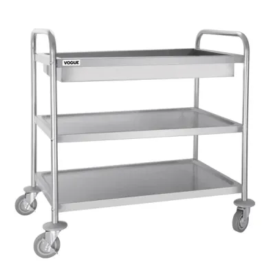 Vogue Stainless Steel 3 Tier Deep Tray Clearing Trolley CC365