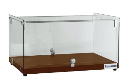 Exquisite CD35-W One Tier Flat Glass Ambient Cake Display – Elegant Walnut Colour