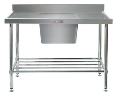 Simply Stainless Ss05.1800C Single Sink Bench With Splashback And Centre Bowl (600 Series) - 1800Mm