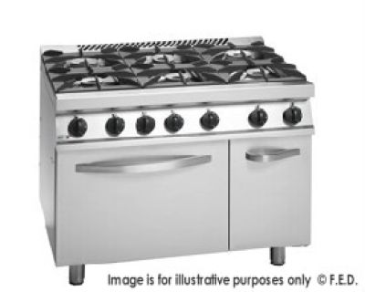 Fagor 700 series natural gas 6 burner with gas oven and neutral cabinet under CG7-61H