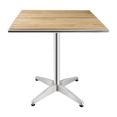 Bolero Square Pedestal Bistro Table Ash & Alu Top - 700mm CG835