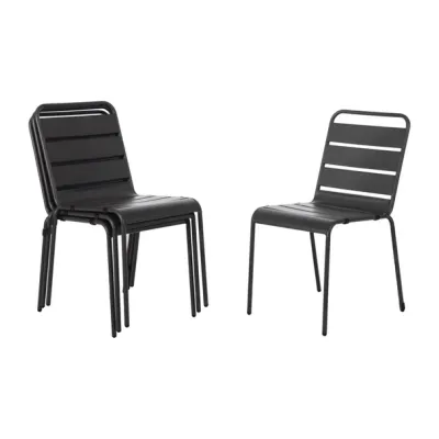 Bolero Slatted Steel Side Chairs Grey (Pack of 4) CS727