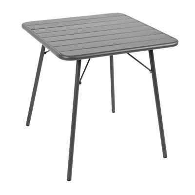Bolero Square Slatted Steel Table Grey 700mm CS730