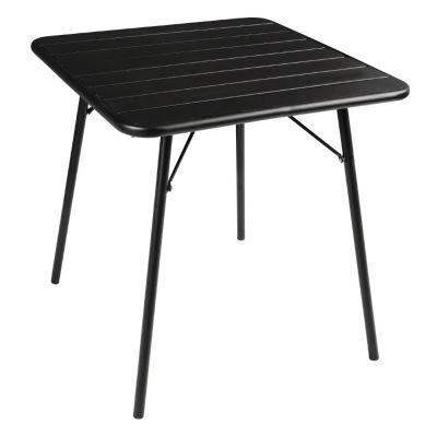 Bolero Square Slatted Steel Table Black 700mm CS731