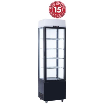 EXQUISITE CTD235 BLACK/WHITE FOUR SIDED GLASS UPRIGHT DISPLAY REFRIGERATORS