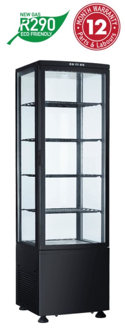 Exquisite CTD280 Black Four Sided Glass Upright Display Refrigerators