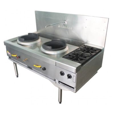 Goldstein CWA2B2 Air Cooled Gas Wok Double with Side Burners
