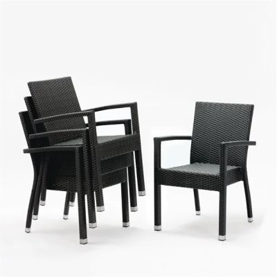 Bolero Wicker Arm Chair Charcoal (Pack 4)  DL477