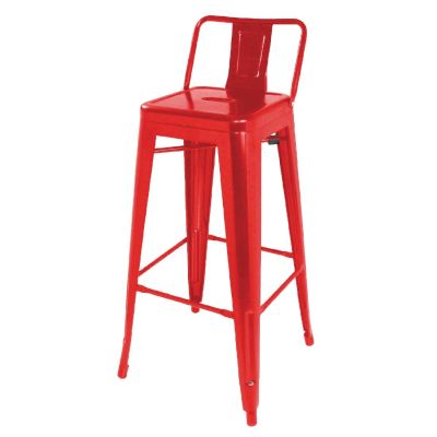 Bolero High Metal Bar Stools with Back Rests Red (Pack of 4) - DL872