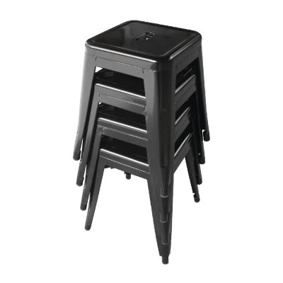 Bolero Low Metal Bar Stools Black (Pack of 4) - DL880