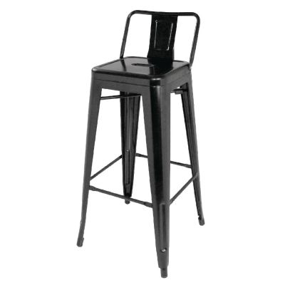 Bolero High Metal Bar Stools with Back Rests Black (Pack of 4) - DL882
