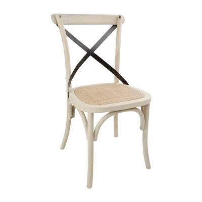 Bolero Wooden Dining Chair with Metal Cross Backrest Earthwash Finish (Box 2)   DR306