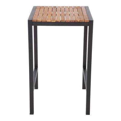 Bolero Square Steel and Acacia Bar Table 600mm DS155