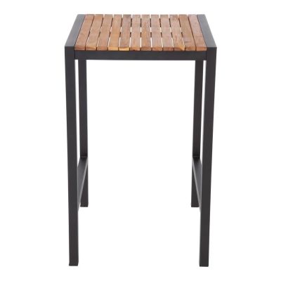 Bolero Square Steel and Acacia Bar Table 600mm DS155