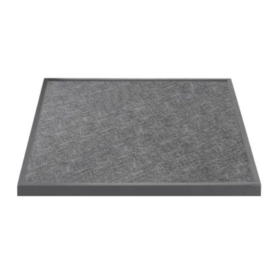 Bolero Black Brushed Mix Outdoor Tempered Glass Table Top Square Grey Trim 700mm DZ873