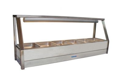 Roband E16RD  Straight Glass Hot Food Display Bar, 6 pans single row with roller doors