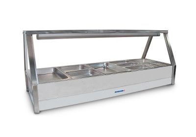 Roband E25RD Straight Glass Hot Food Display Bar, 10 pans double row with roller door