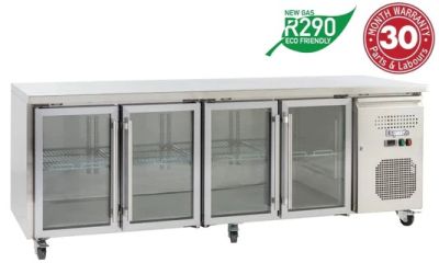 EXQUISITE USC550G Four Glass Door Underbench Fridge