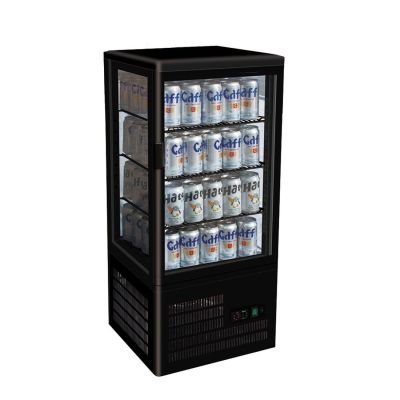 F.E.D. Four Sided 68L Countertop Bench Top Display Fridge Black- TCBD68B