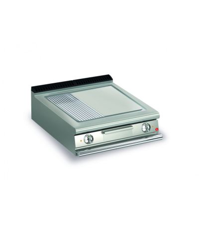 Baron Q70SFT/E820 2 Burner Electric Fry Top With 2/3 Smooth 1/3 Ribbed Mild Steel Plate And Thermostat Control